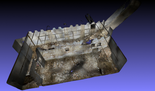 二號彈藥庫内部的三維照片，是首次有三維照片為遺跡内部結構提供空間測量數據。（照片提供：滕玉果先生）